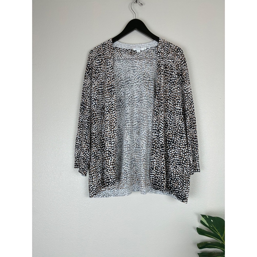 Chico's Cardigan Open Front 4/XXL Cotton Blend Speckled Fall Layering Office